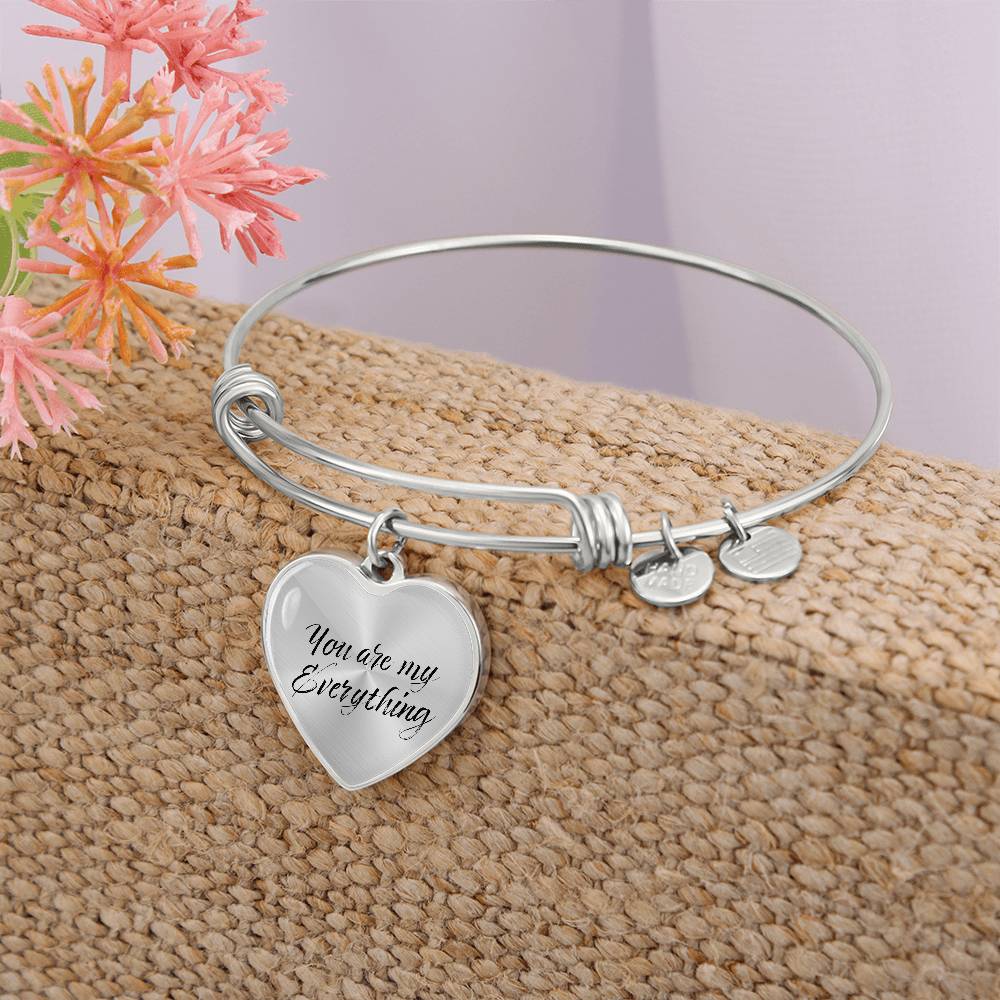 Heartfelt Elegance: Personalized Heart Pendant Bangle Bracelet