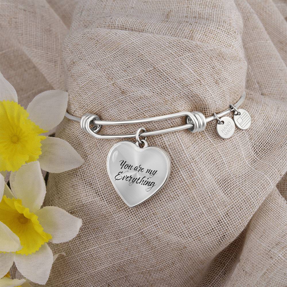 Heartfelt Elegance: Personalized Heart Pendant Bangle Bracelet