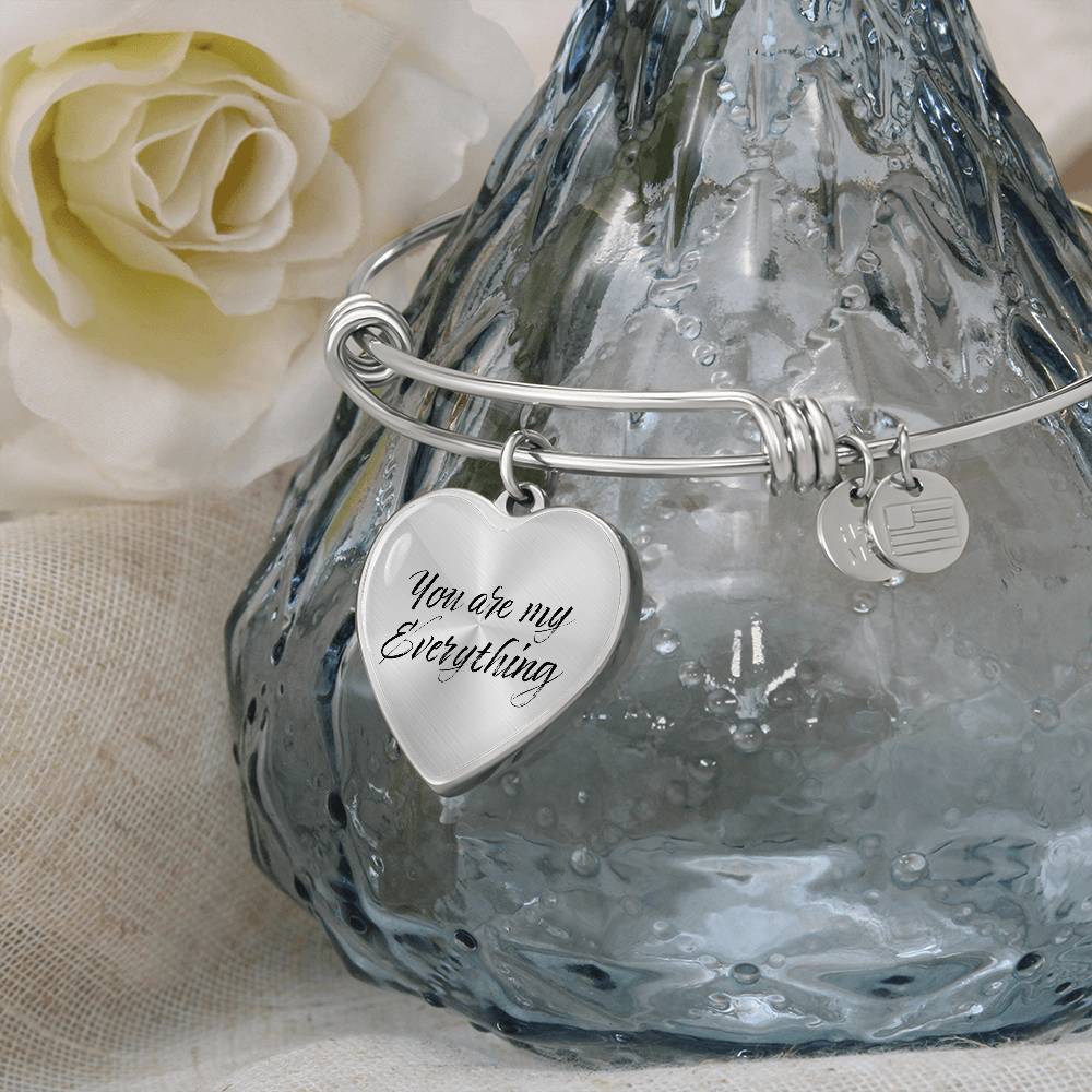 Heartfelt Elegance: Personalized Heart Pendant Bangle Bracelet