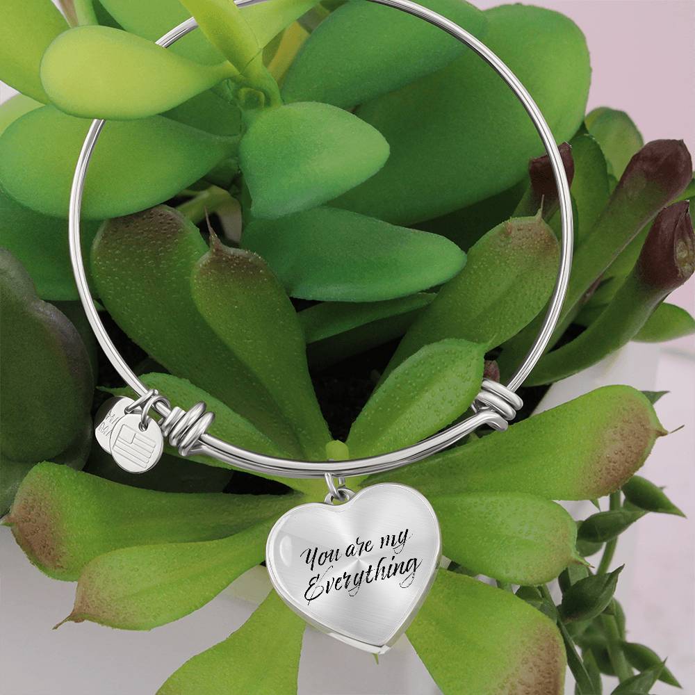 Heartfelt Elegance: Personalized Heart Pendant Bangle Bracelet