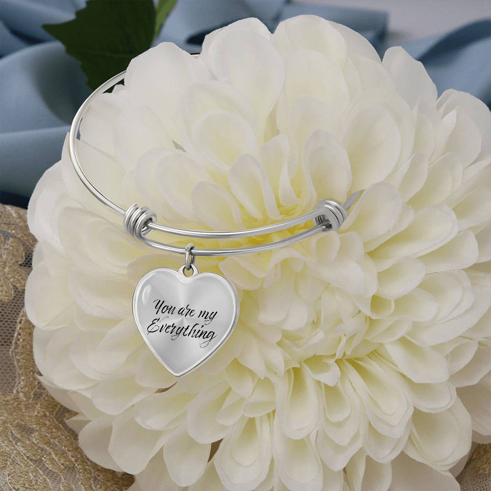 Heartfelt Elegance: Personalized Heart Pendant Bangle Bracelet