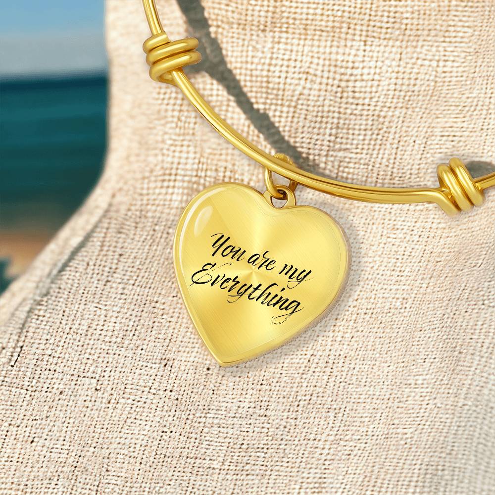 Heartfelt Elegance: Personalized Heart Pendant Bangle Bracelet