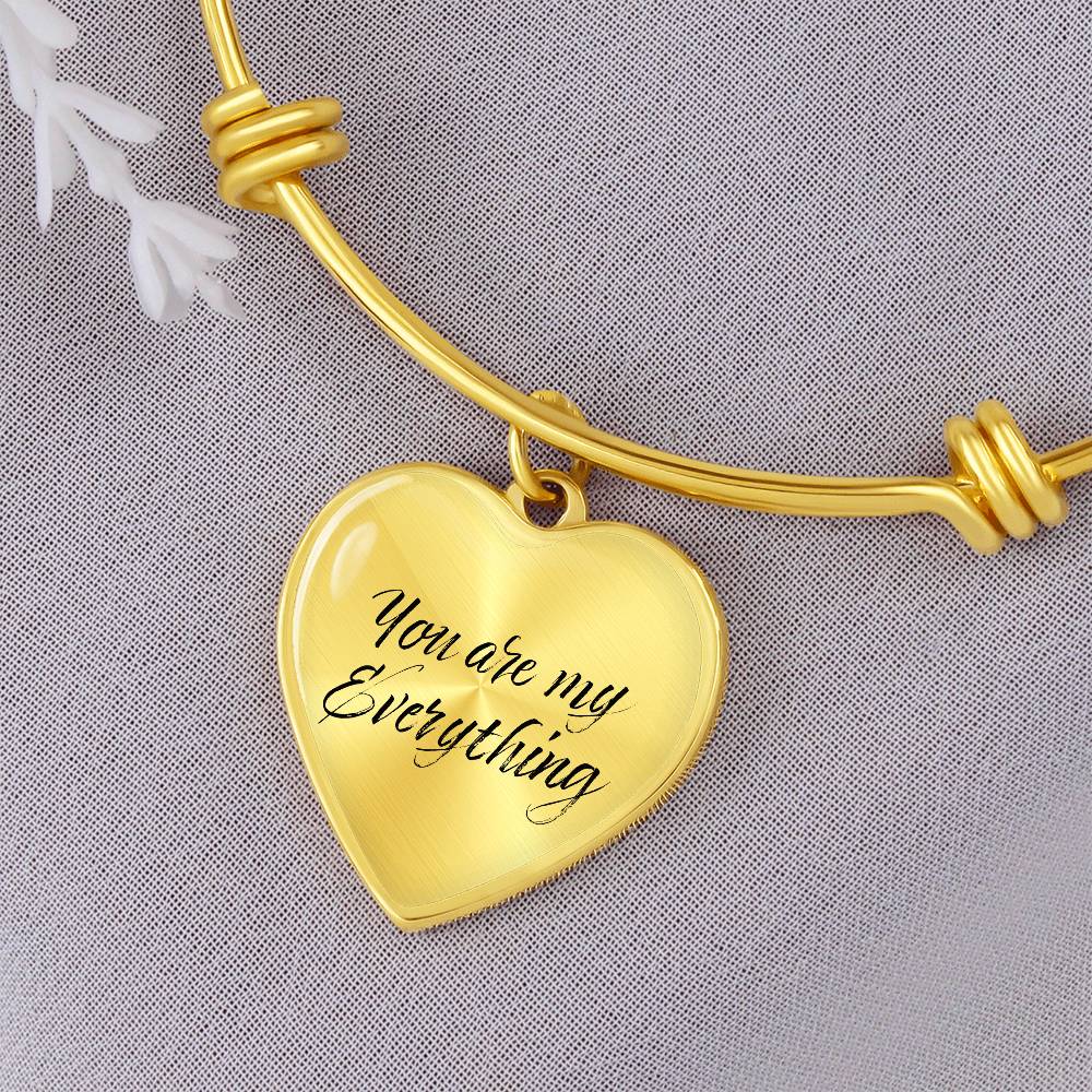 Heartfelt Elegance: Personalized Heart Pendant Bangle Bracelet