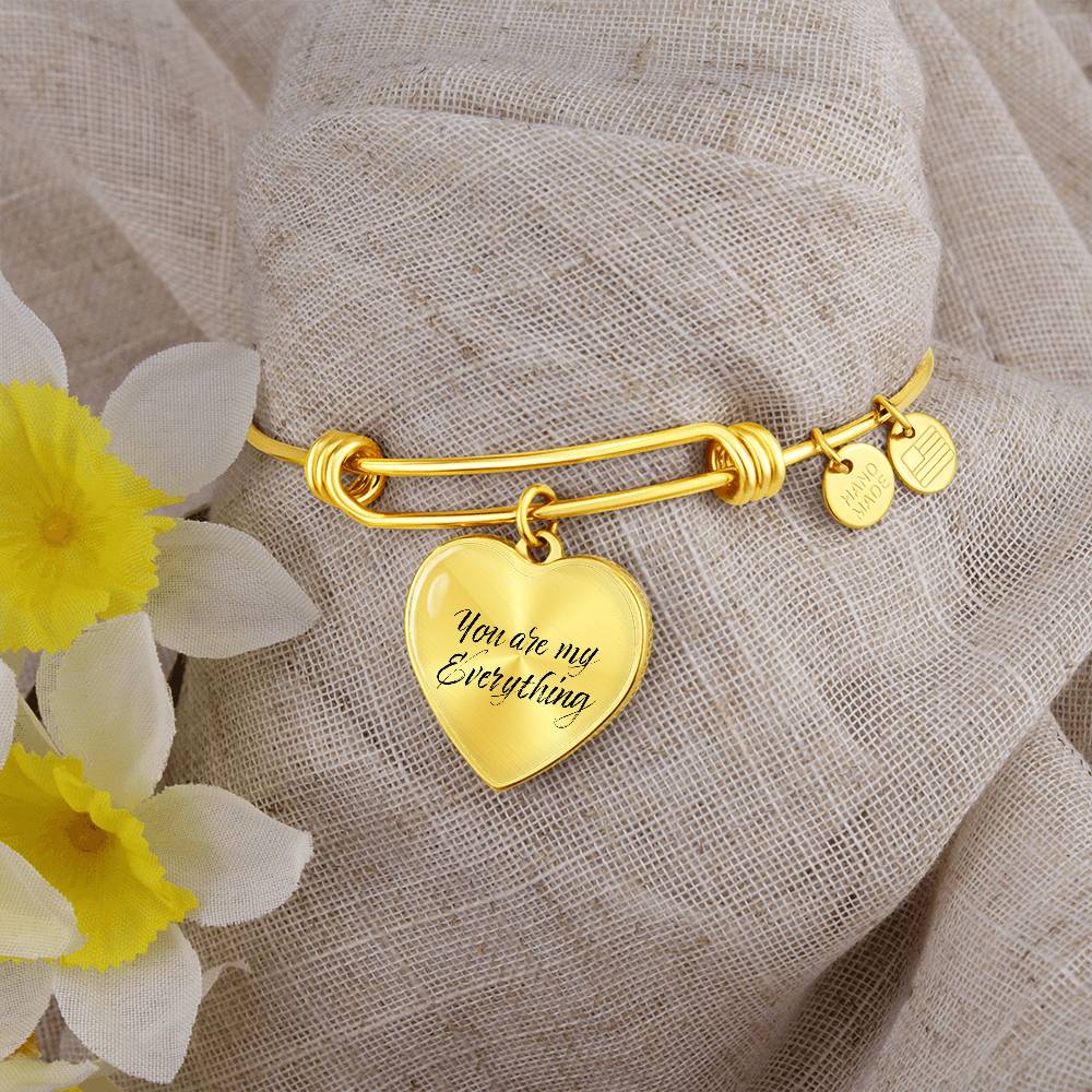 Heartfelt Elegance: Personalized Heart Pendant Bangle Bracelet