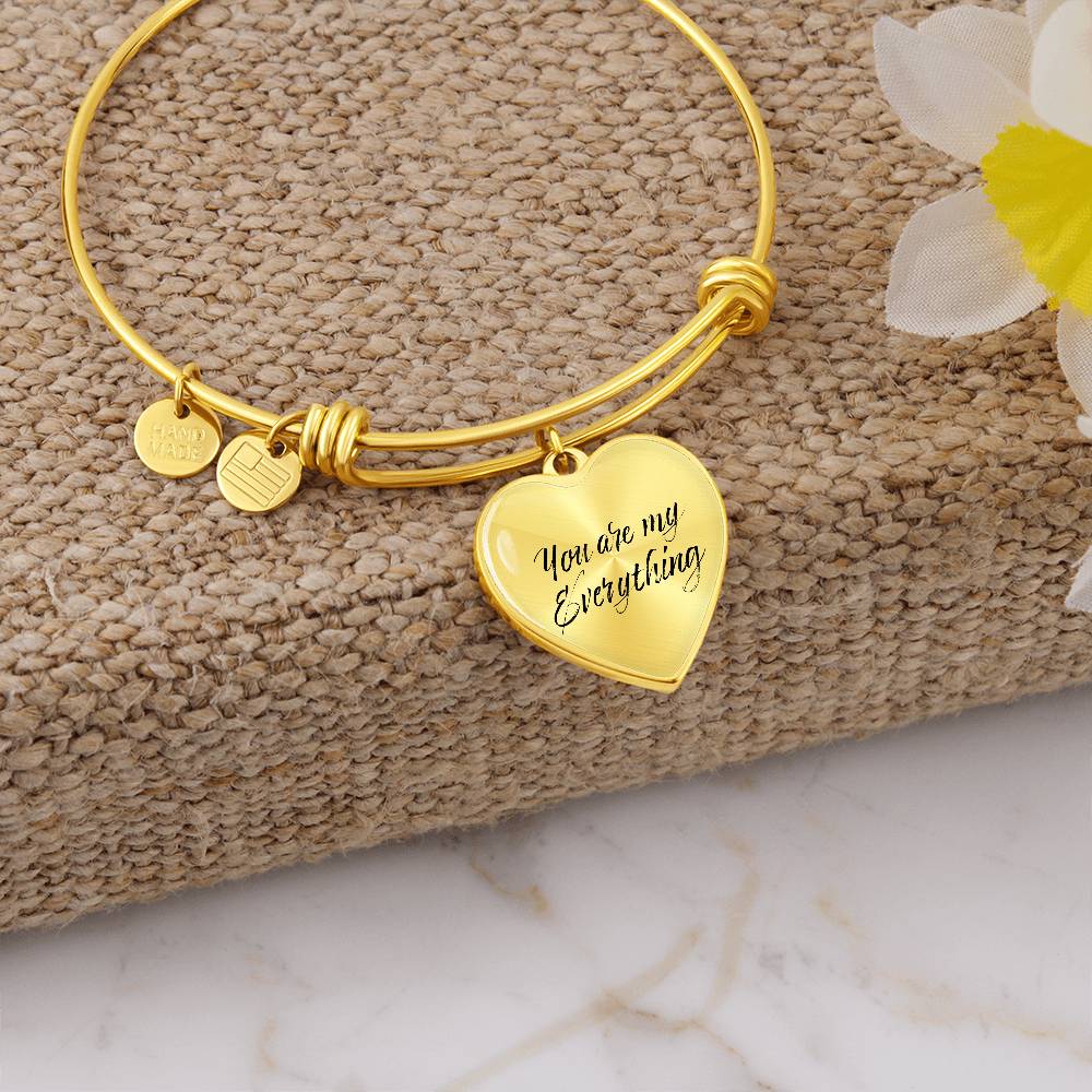 Heartfelt Elegance: Personalized Heart Pendant Bangle Bracelet