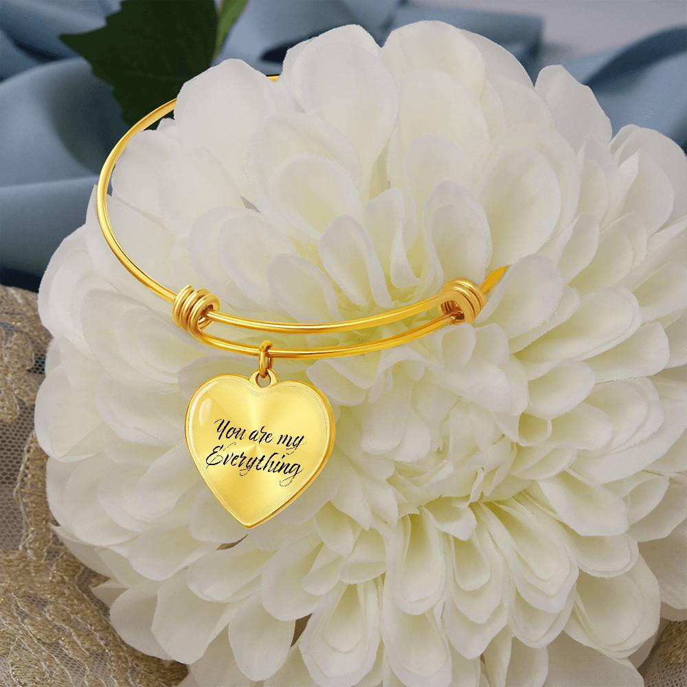 Heartfelt Elegance: Personalized Heart Pendant Bangle Bracelet