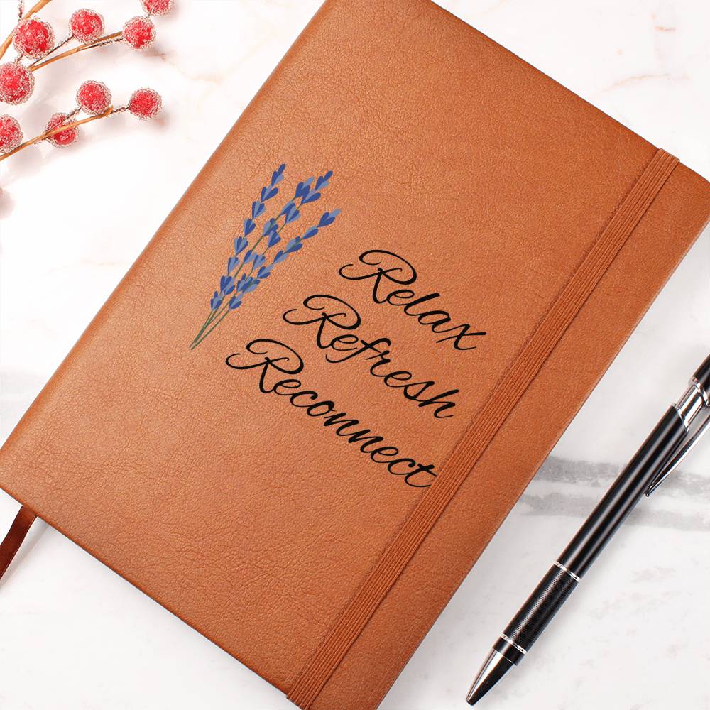 Timeless Reflections Personalized Leather Journal - Relax Refresh Reconnect