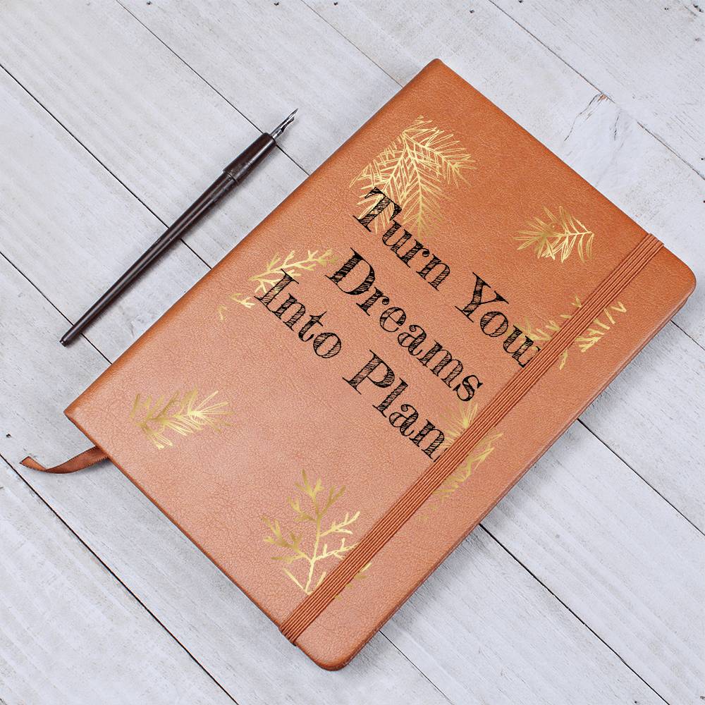 Timeless Reflections Personalized Leather Journal - "Turn Your Dreams Into Plans"