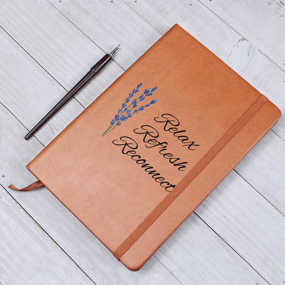 Timeless Reflections Personalized Leather Journal - Relax Refresh Reconnect