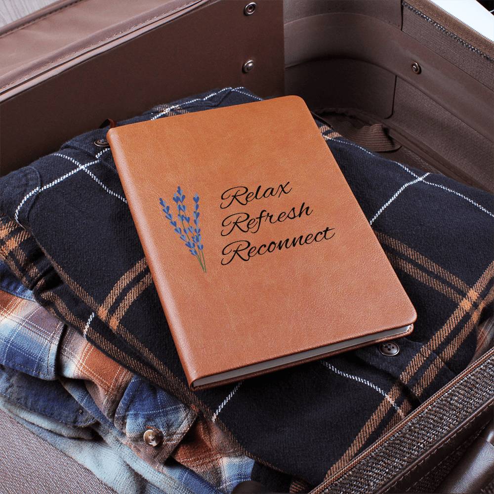 Timeless Reflections Personalized Leather Journal - Relax Refresh Reconnect