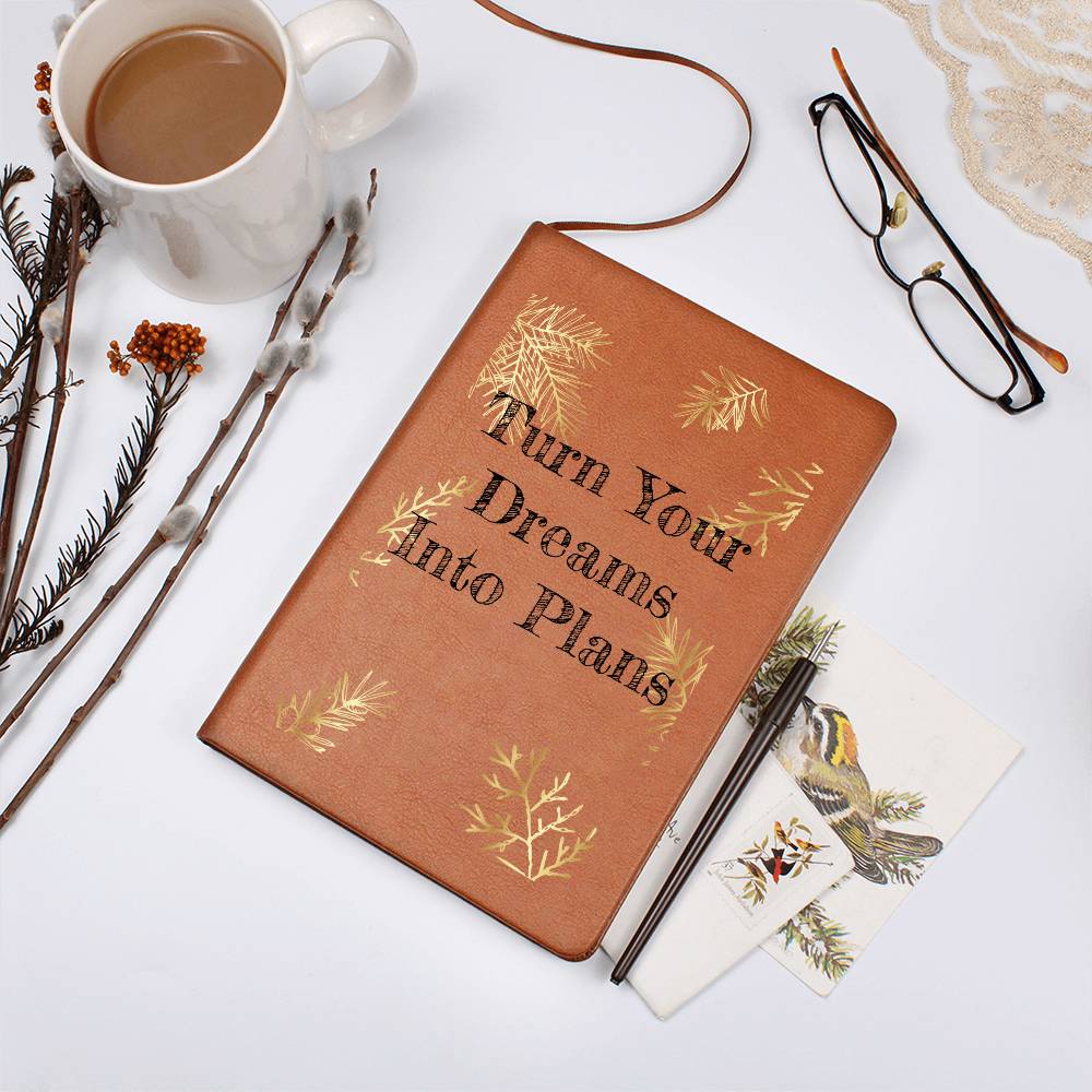 Timeless Reflections Personalized Leather Journal - "Turn Your Dreams Into Plans"