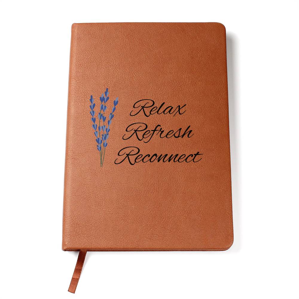 Timeless Reflections Personalized Leather Journal - Relax Refresh Reconnect