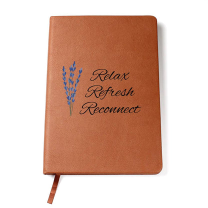 Timeless Reflections Personalized Leather Journal - Relax Refresh Reconnect