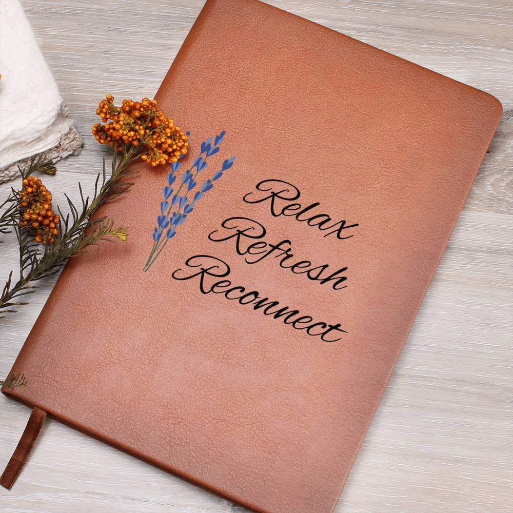 Timeless Reflections Personalized Leather Journal - Relax Refresh Reconnect