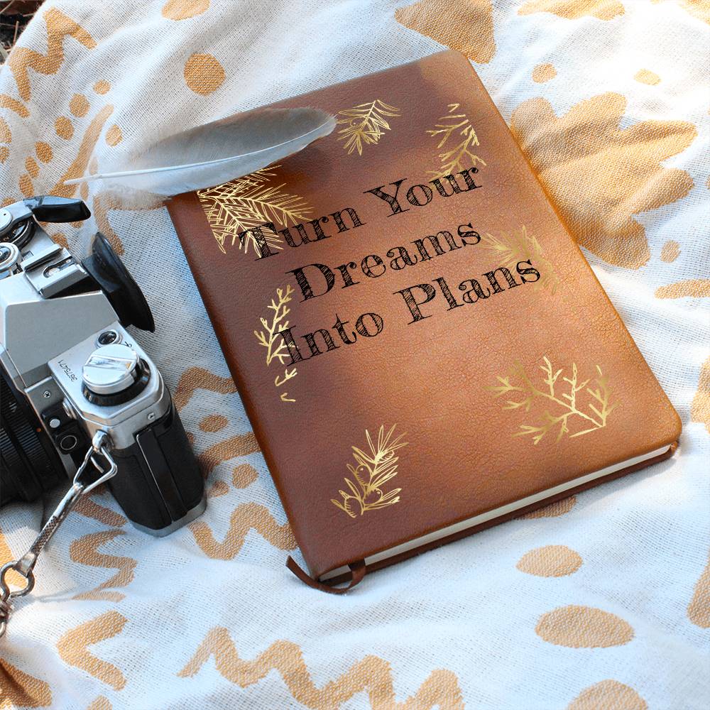 Timeless Reflections Personalized Leather Journal - "Turn Your Dreams Into Plans"