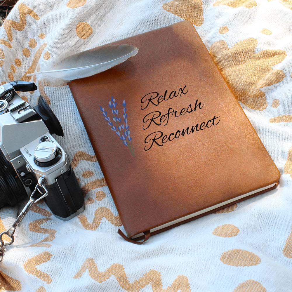 Timeless Reflections Personalized Leather Journal - Relax Refresh Reconnect