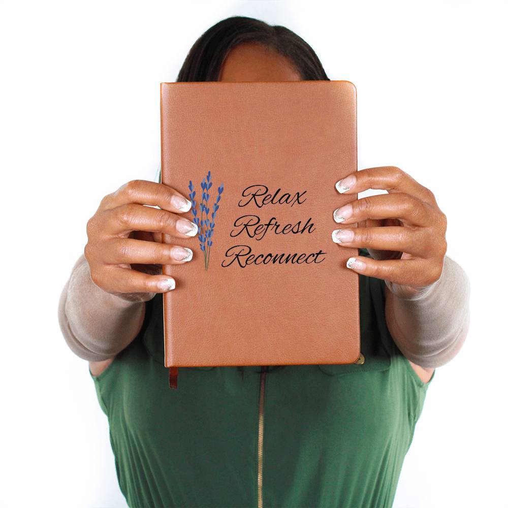 Timeless Reflections Personalized Leather Journal - Relax Refresh Reconnect