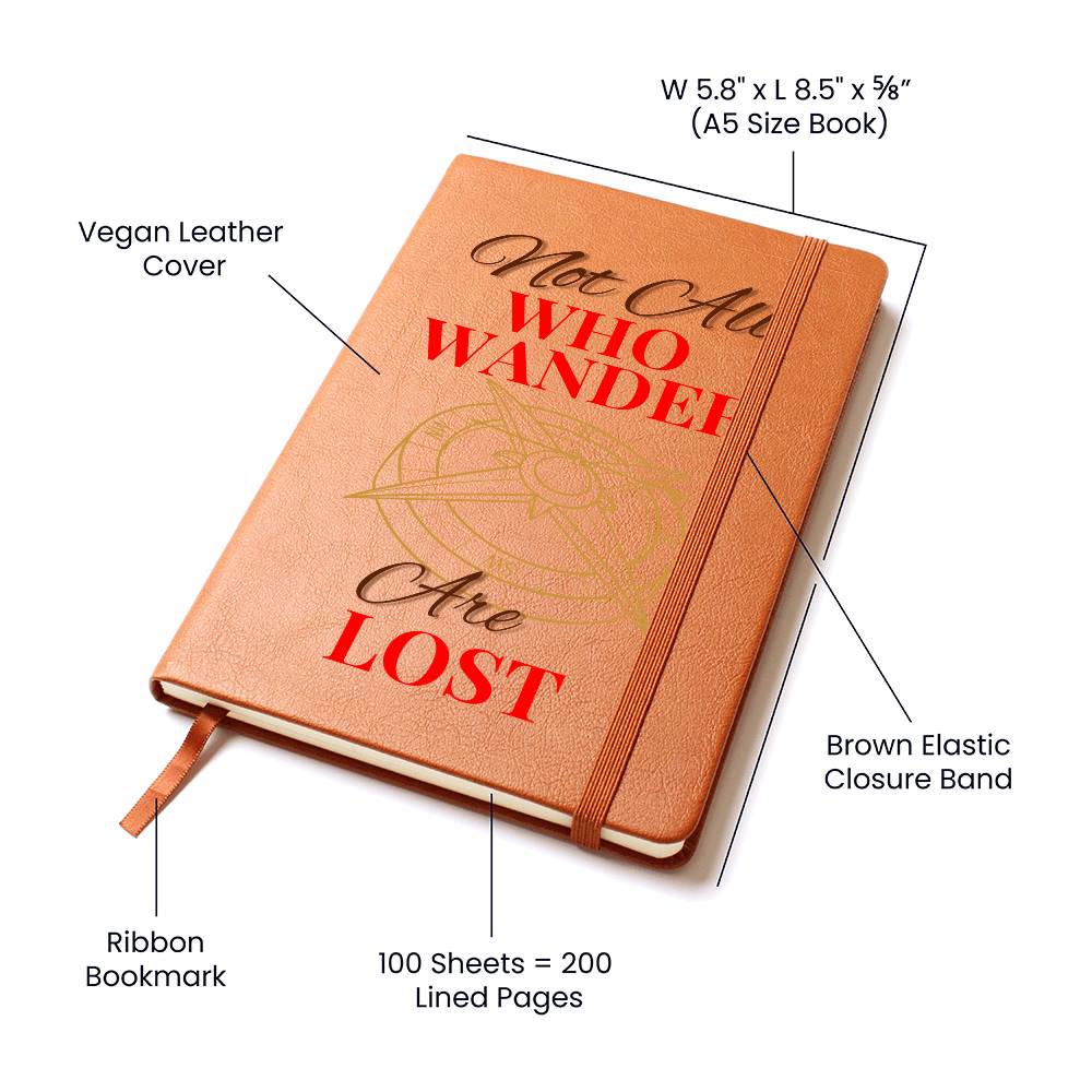 Timeless Reflections Personalized Leather Journal - "Not All Who Wander Are Lost"