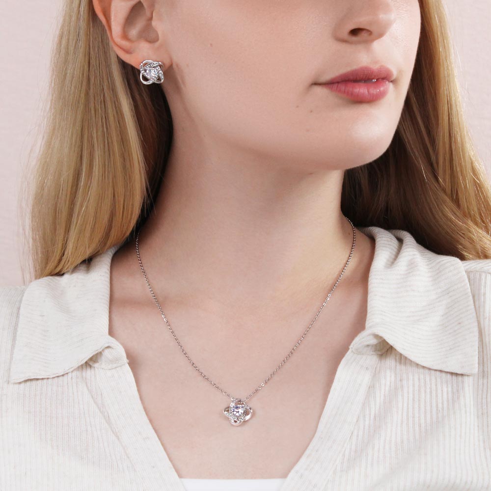 Eternal Love: Love Knot Necklace and Earrings Set