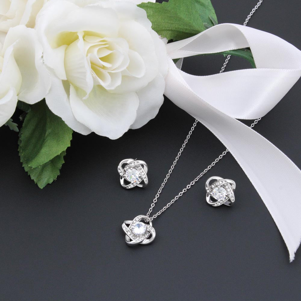 Eternal Love: Love Knot Necklace and Earrings Set