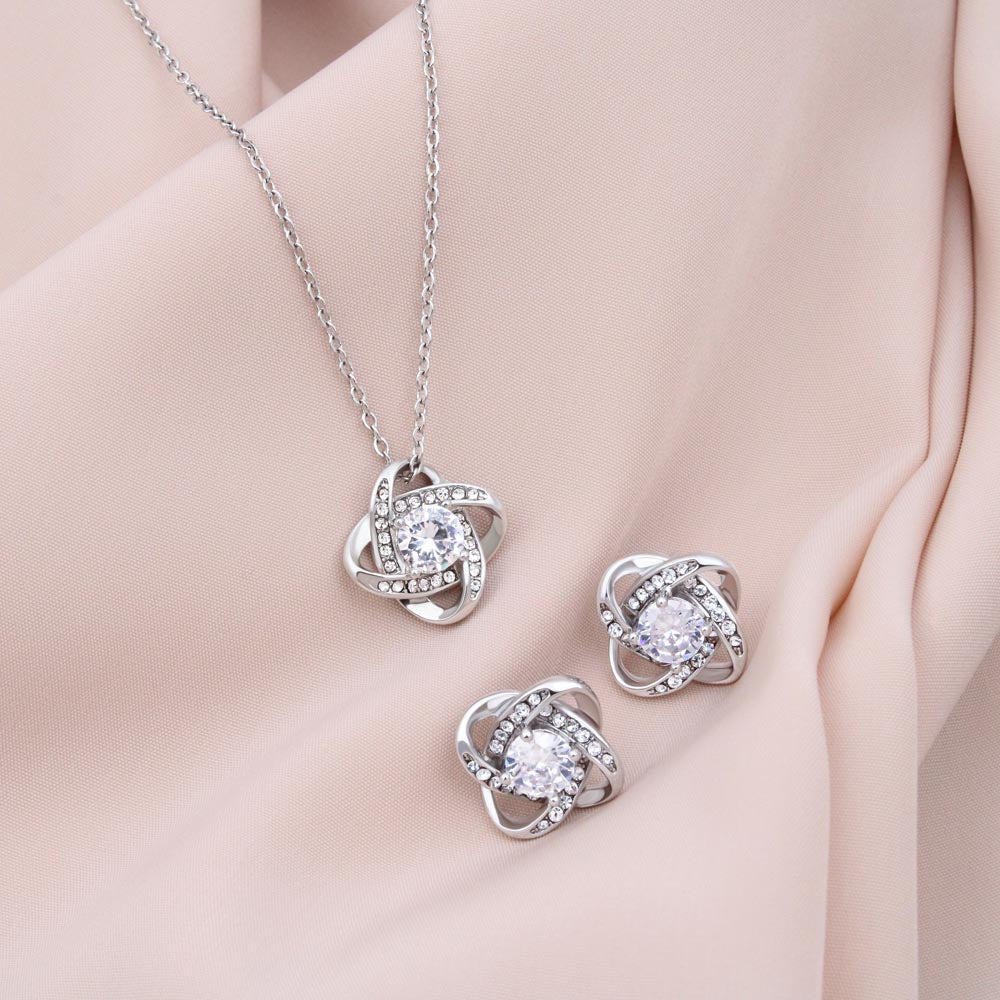 Eternal Love: Love Knot Necklace and Earrings Set