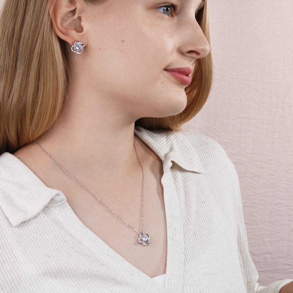 Eternal Love: Love Knot Necklace and Earrings Set