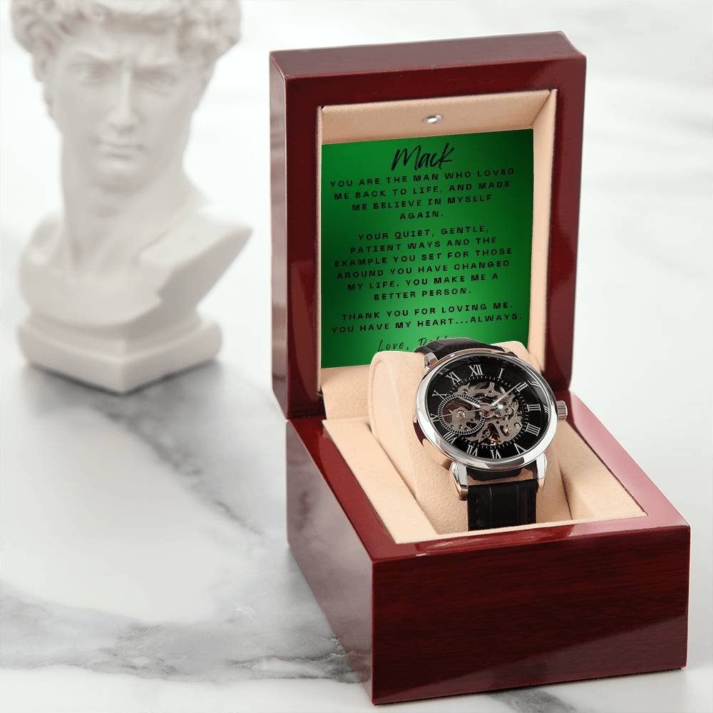 Elegant Expressions: Openwork Watch with Personalized Message Card