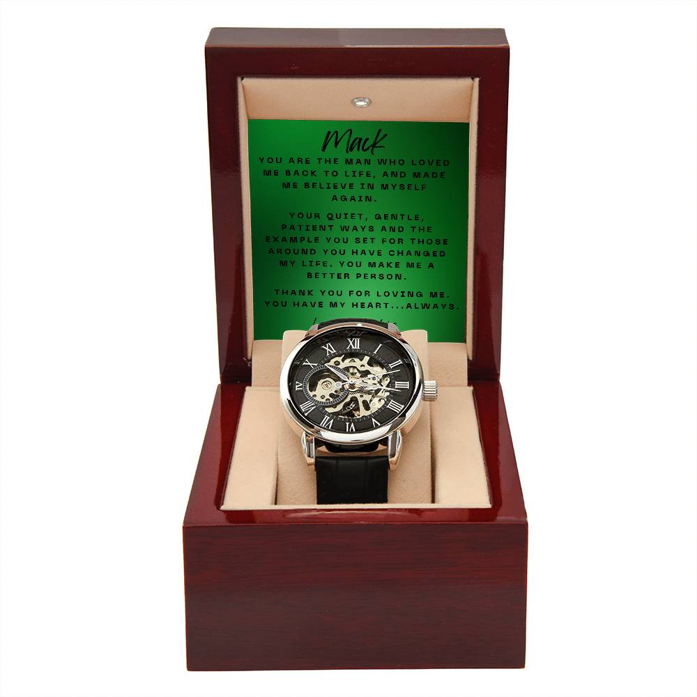 Elegant Expressions: Openwork Watch with Personalized Message Card