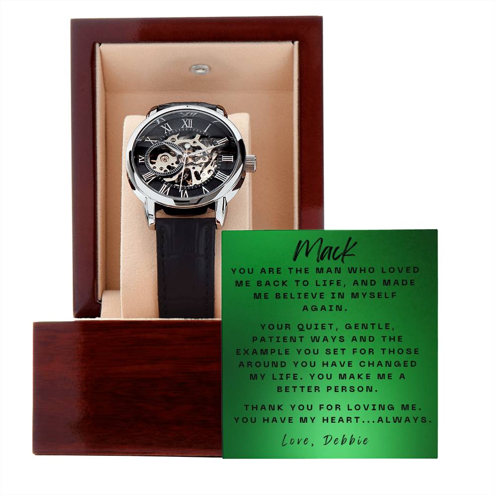 Elegant Expressions: Openwork Watch with Personalized Message Card