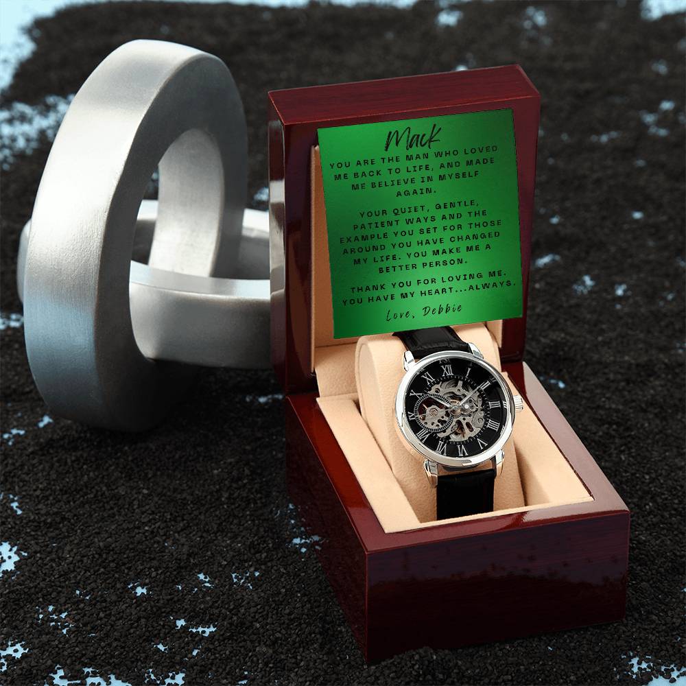 Elegant Expressions: Openwork Watch with Personalized Message Card