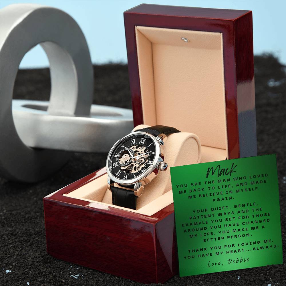 Elegant Expressions: Openwork Watch with Personalized Message Card