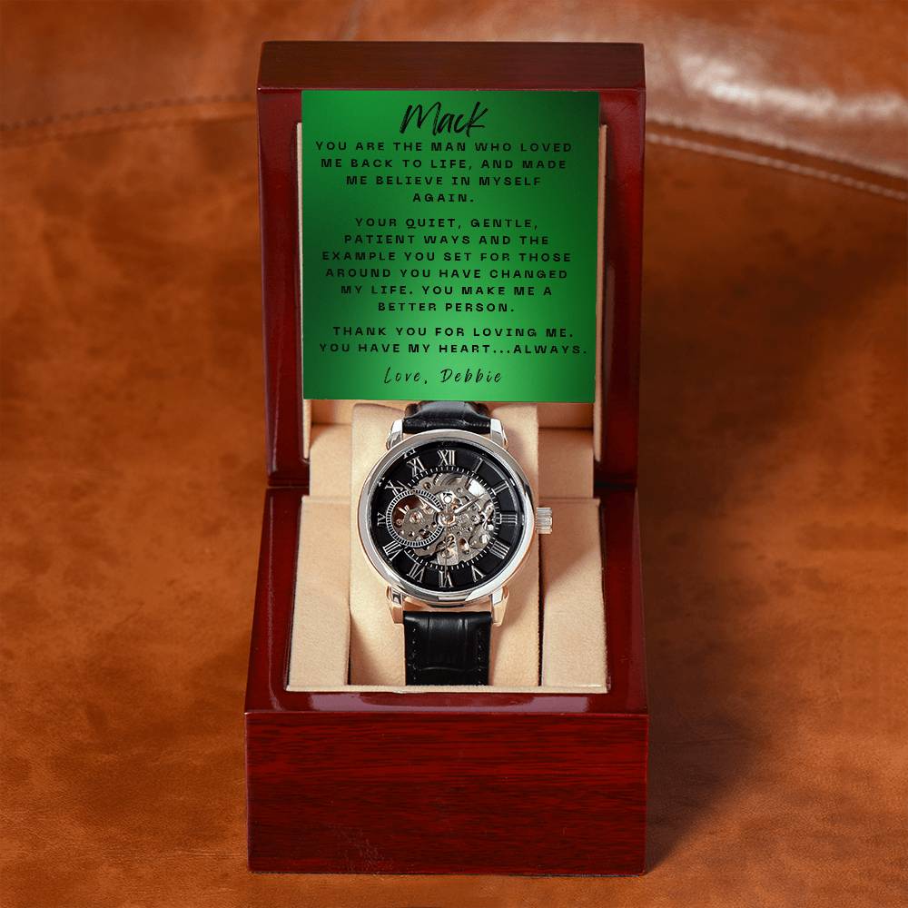 Elegant Expressions: Openwork Watch with Personalized Message Card