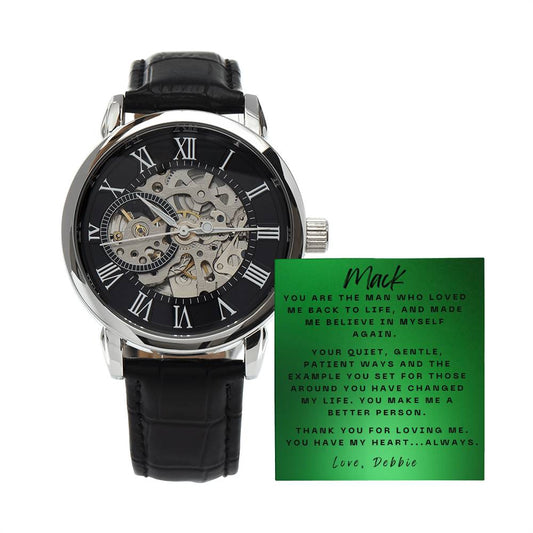 Elegant Expressions: Openwork Watch with Personalized Message Card