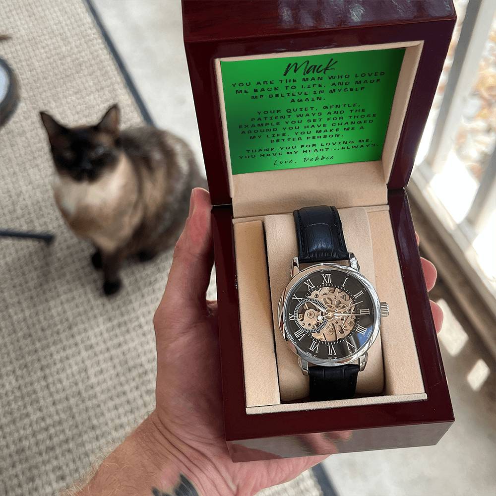Elegant Expressions: Openwork Watch with Personalized Message Card