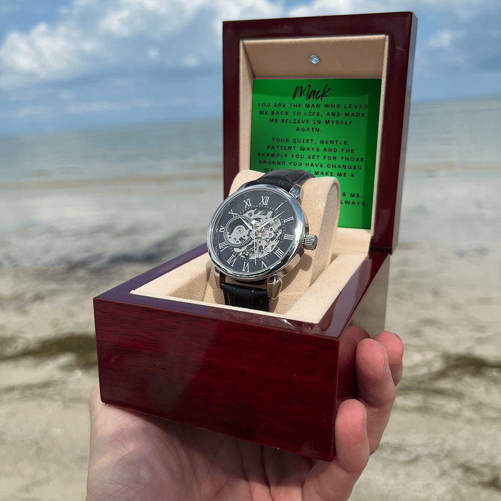 Elegant Expressions: Openwork Watch with Personalized Message Card