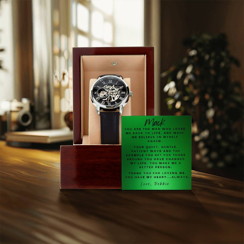 Elegant Expressions: Openwork Watch with Personalized Message Card