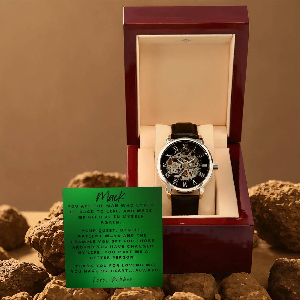 Elegant Expressions: Openwork Watch with Personalized Message Card