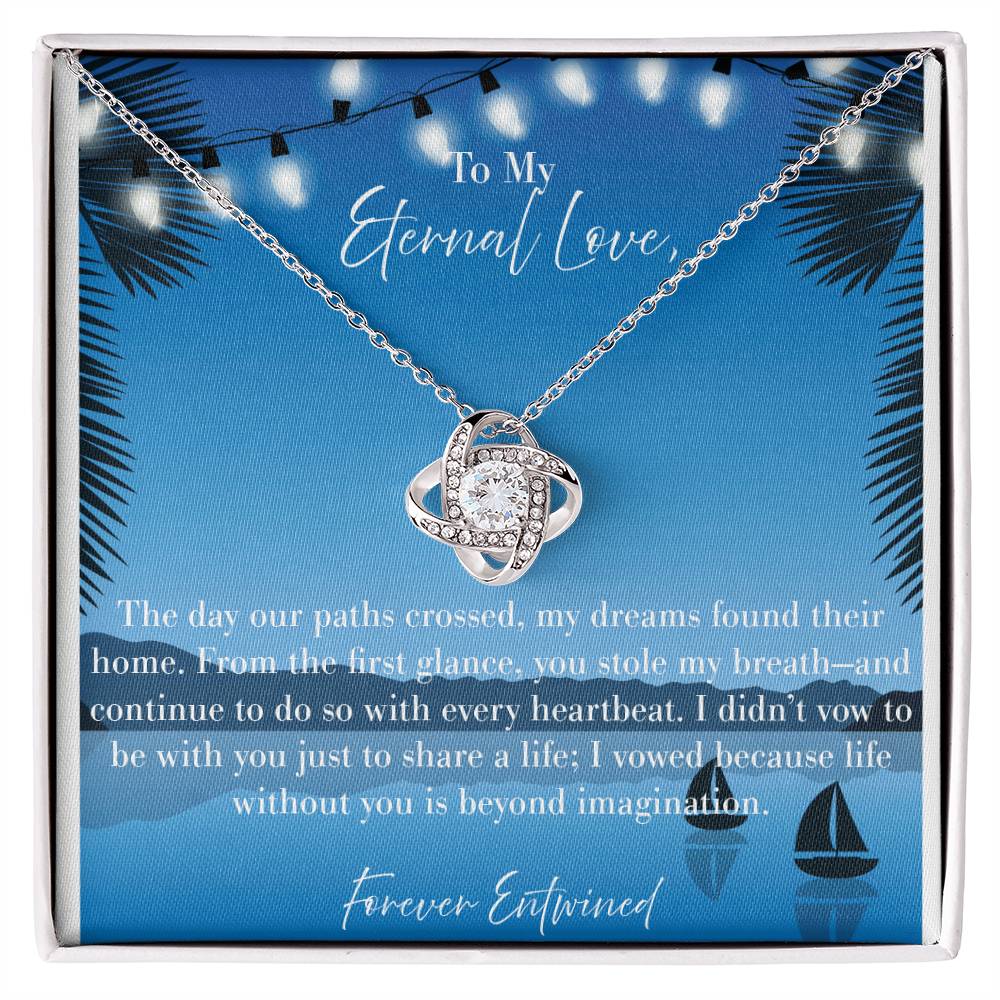 "Forever Entwined: A Symbol of Unending Love" Necklace with Personalized Message Card