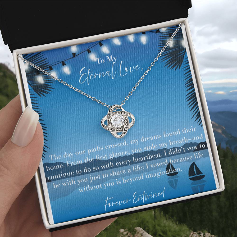 "Forever Entwined: A Symbol of Unending Love" Necklace with Personalized Message Card