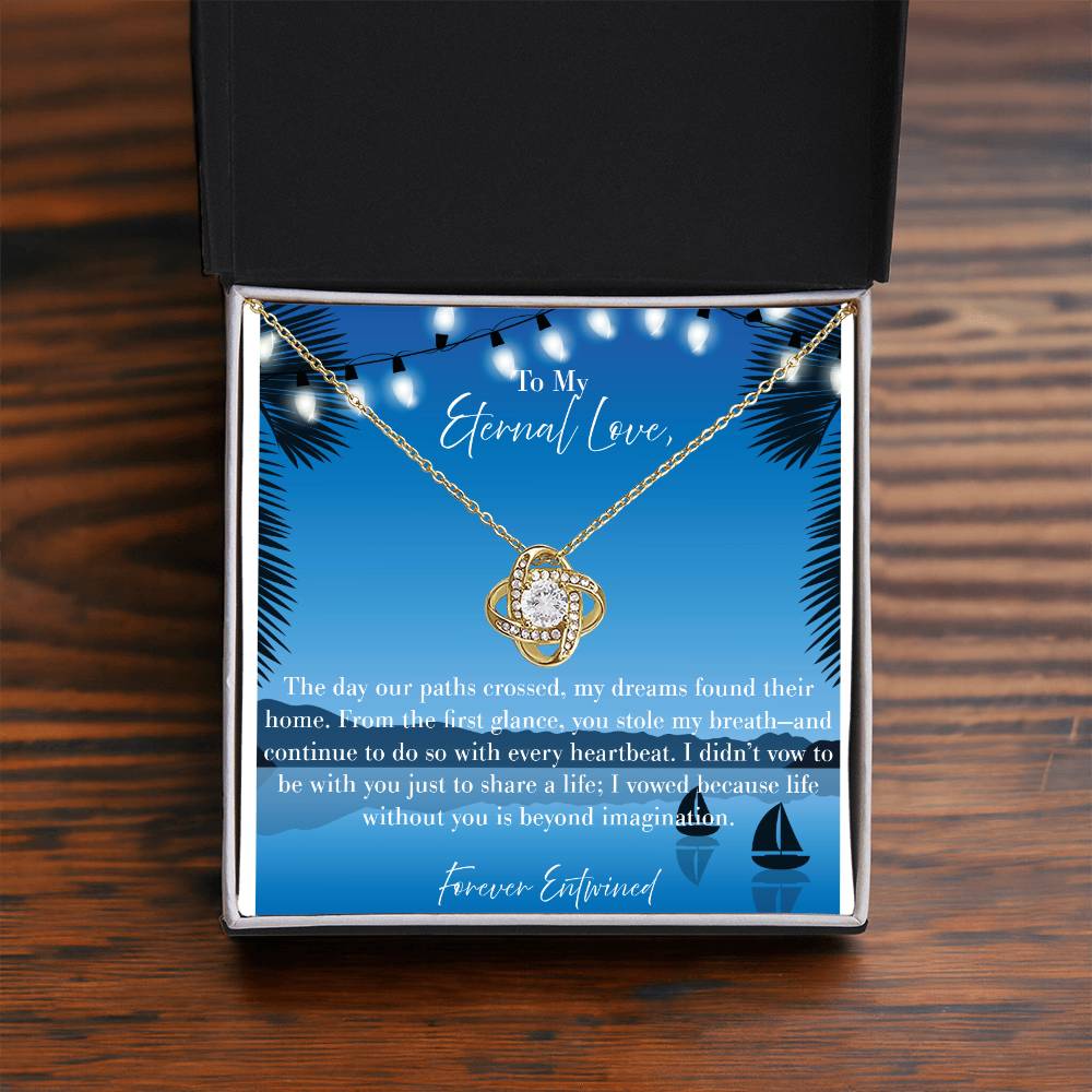 "Forever Entwined: A Symbol of Unending Love" Necklace with Personalized Message Card