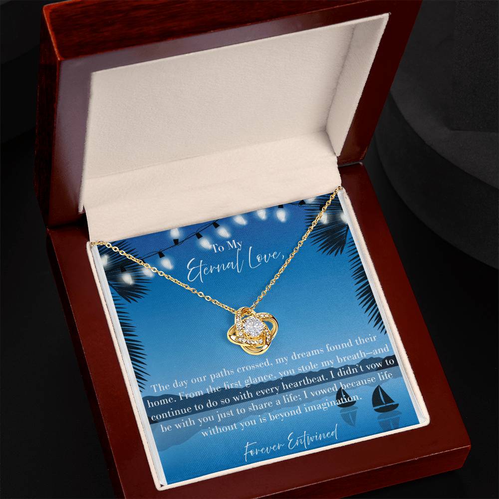 "Forever Entwined: A Symbol of Unending Love" Necklace with Personalized Message Card