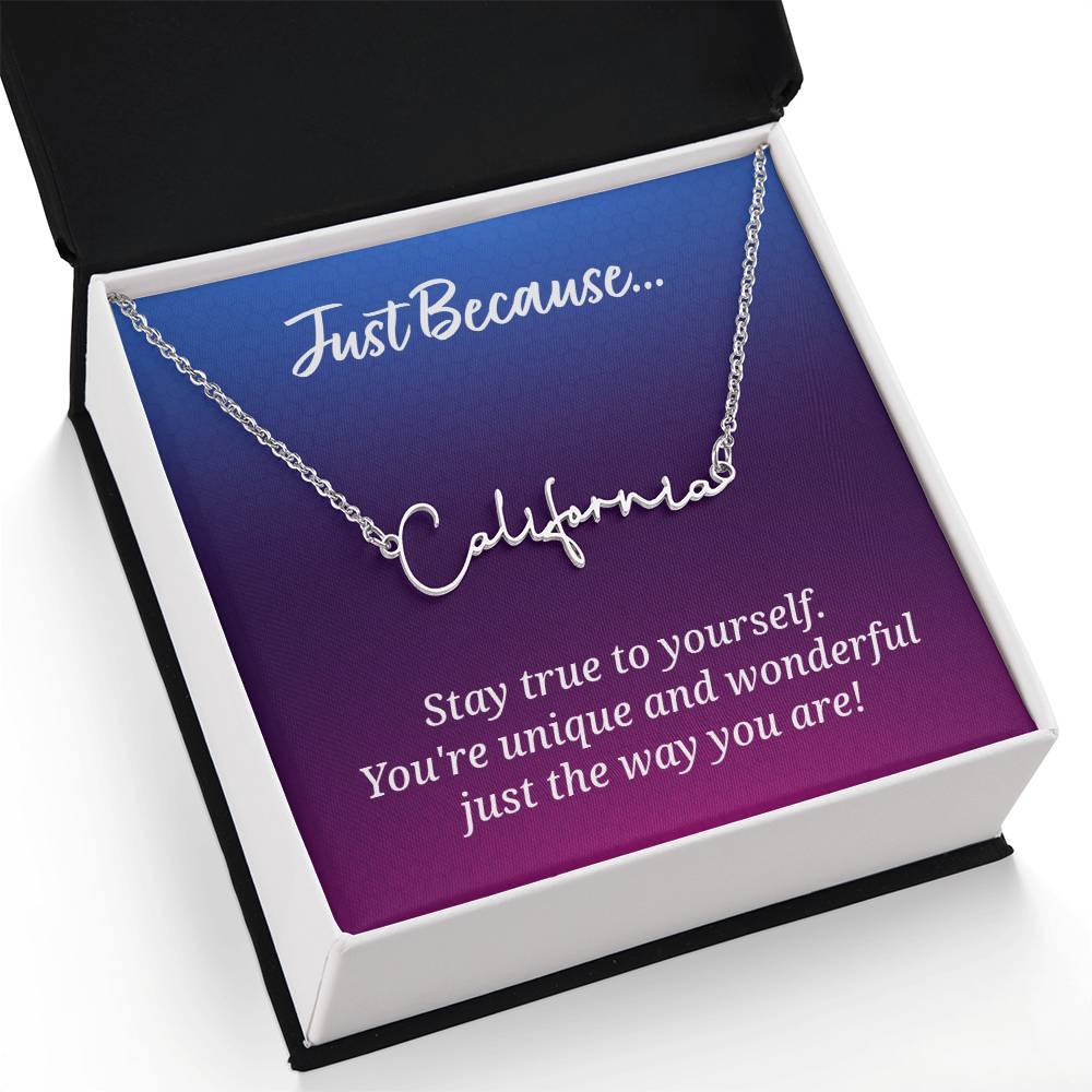 Signature Name Necklace with Custom Message Card