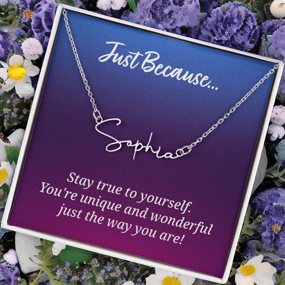 Signature Name Necklace with Custom Message Card