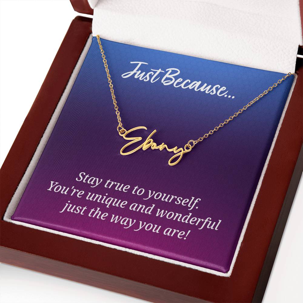 Signature Name Necklace with Custom Message Card