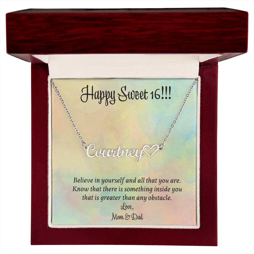 Personalized Heart Name Necklace with Custom Message Card