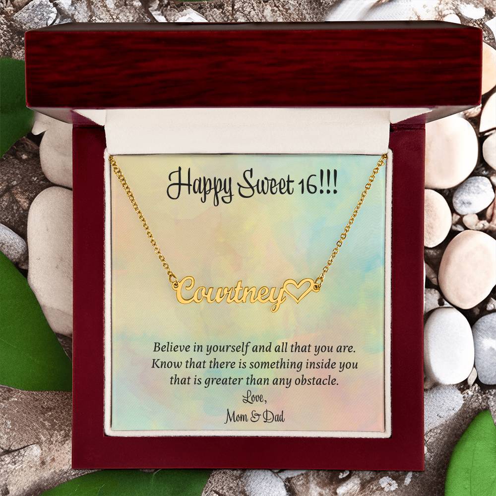 Personalized Heart Name Necklace with Custom Message Card