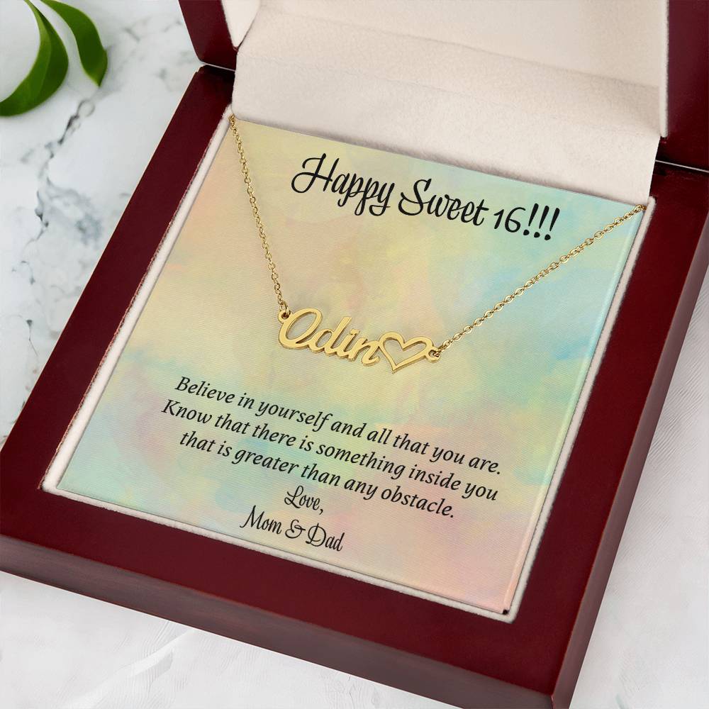 Personalized Heart Name Necklace with Custom Message Card