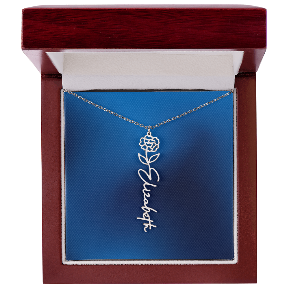 Personalized Name Necklace featuring Birth Month Flower