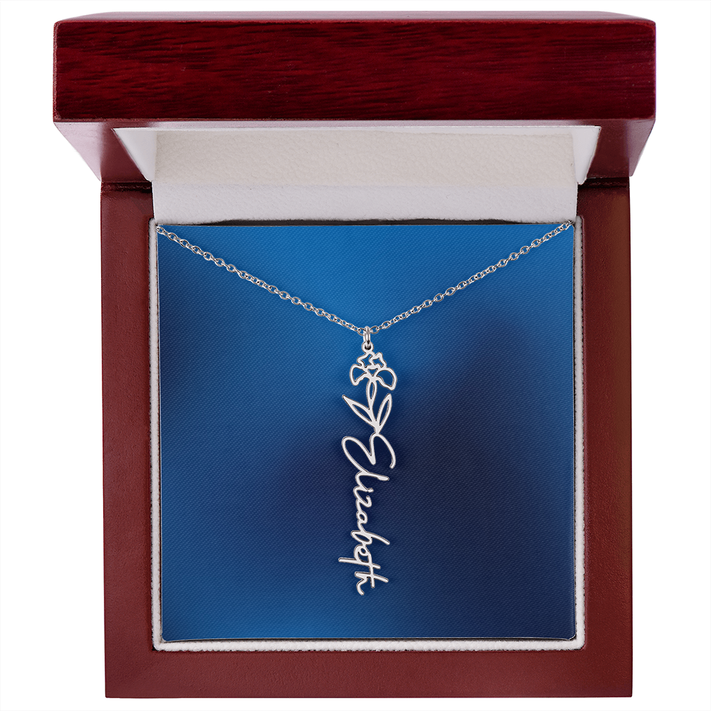 Personalized Name Necklace featuring Birth Month Flower