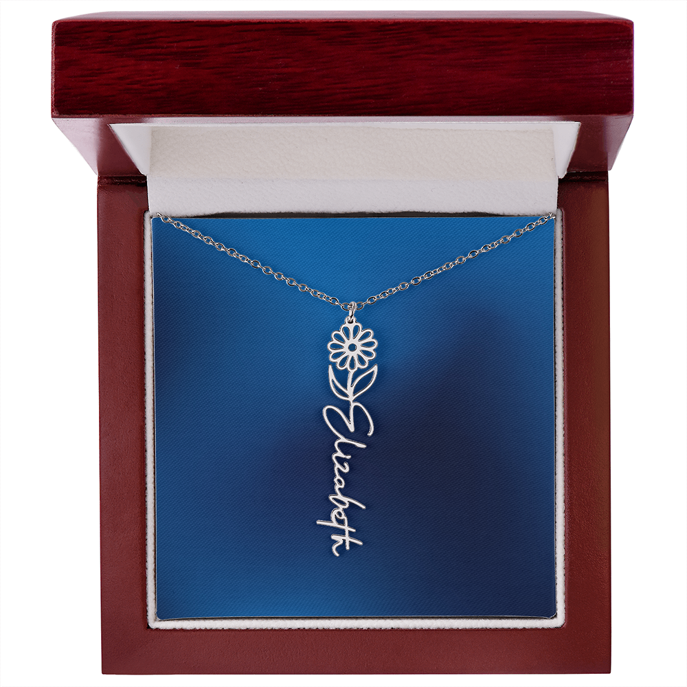 Personalized Name Necklace featuring Birth Month Flower